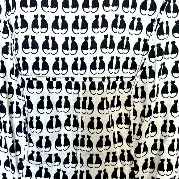 NWT Xuege Cat Theme Dress SZ 6-8 Blk/White Flouncy Boho Hipster Retro A-Line - Picture 5 of 8